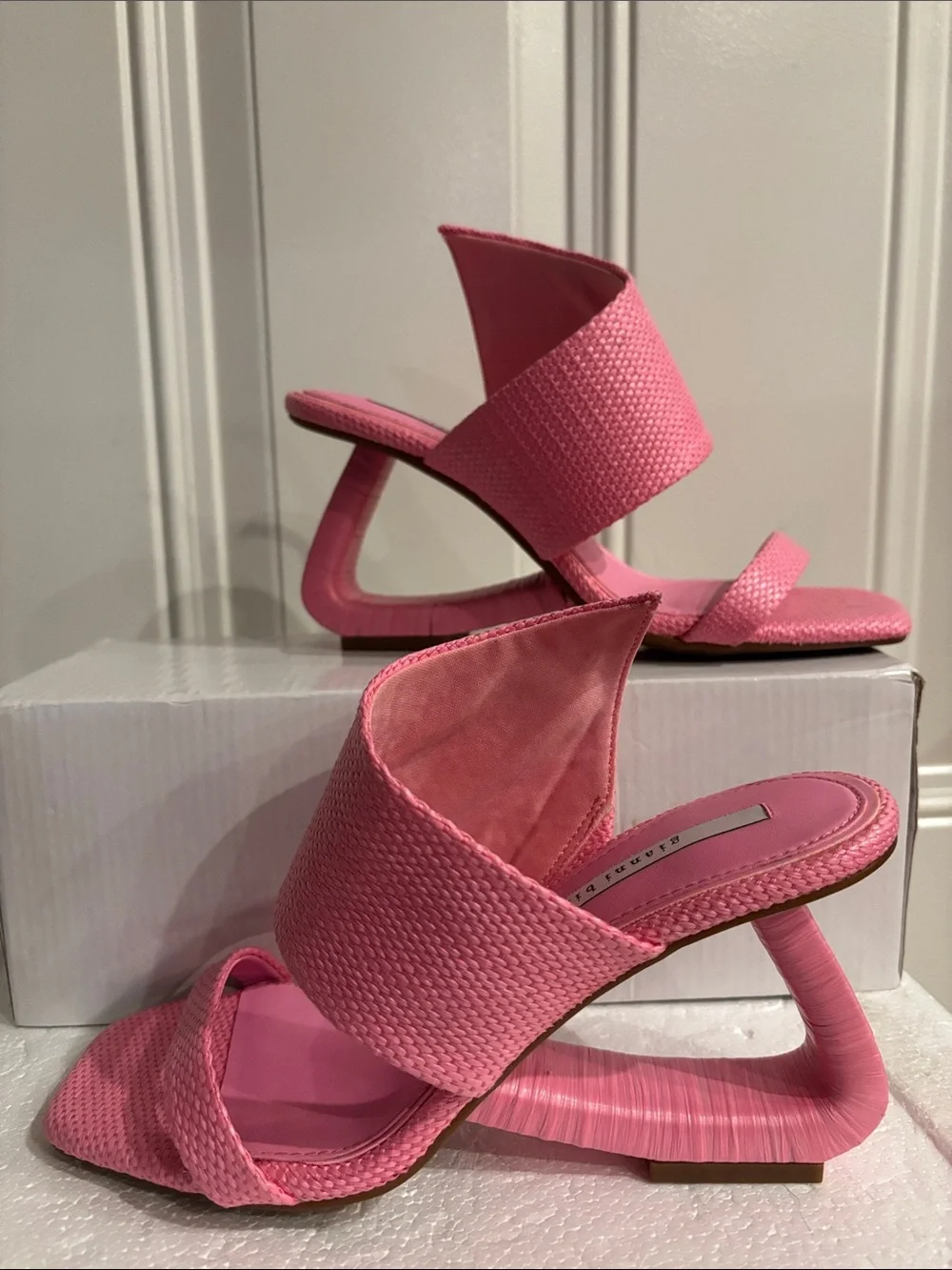 Gianni Bini pink Sculpted Heel Slide Sandals - Women